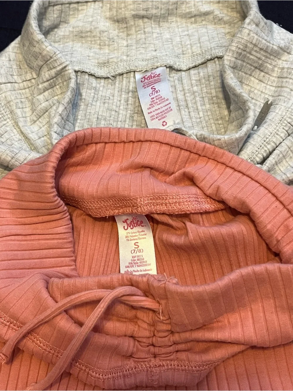 Girls Sz 7/8 Justice Ribbed Flare Pants Bundle of 2 Pink & Gray